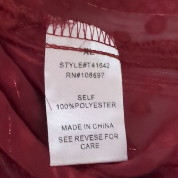 aliceblue Red Sheer Long Sleeve Blouse NWT - Picture 7 of 8